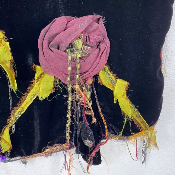 Giselle Shepatin Womens Velvet Art to Wear Rosettes Lagenlook Eclectic Vest Sz S - Picture 13 of 14